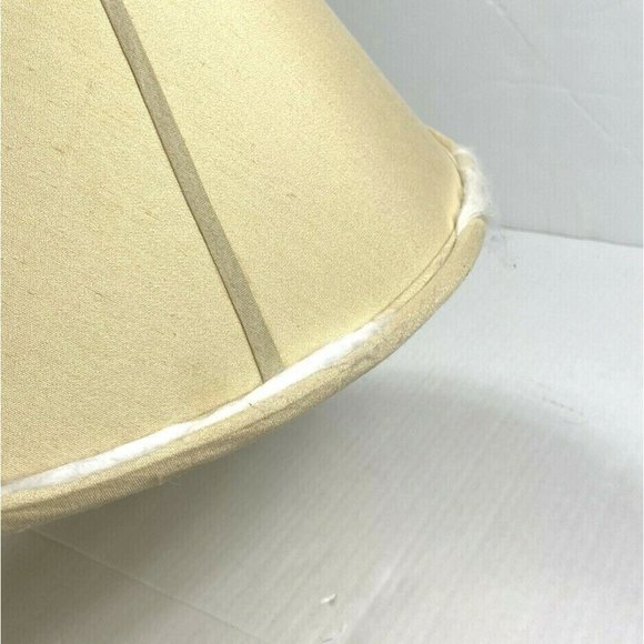 Vintage Quoizel 1950s 1960s Silk Lampshade Rare Tan Beige Empire Large Intricate - Picture 6 of 8